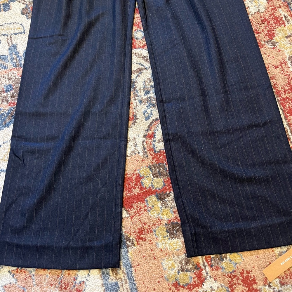 Reformation Navy Pinstripe Wide Leg Pants - Picture 9 of 9